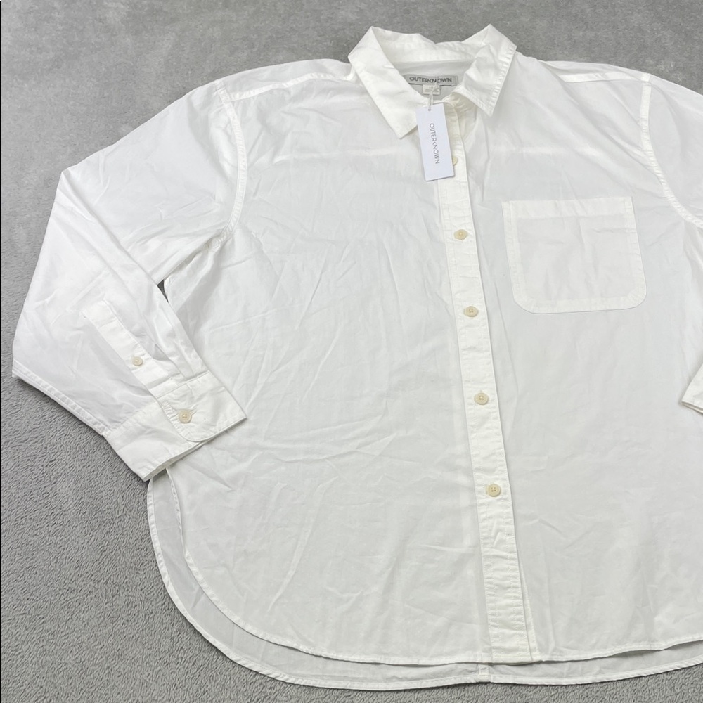 NEW Outerknown L 100% Organic Cotton Women's White Button-Up Shirt
